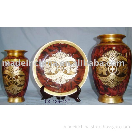 3pc Vase / Plate Set